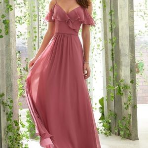Morilee Madeline Gardner Chiffon Bridesmaid Dress with a Ruffled V-Neckline21601